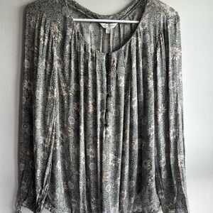 Lucky Brand Green Floral Blouse